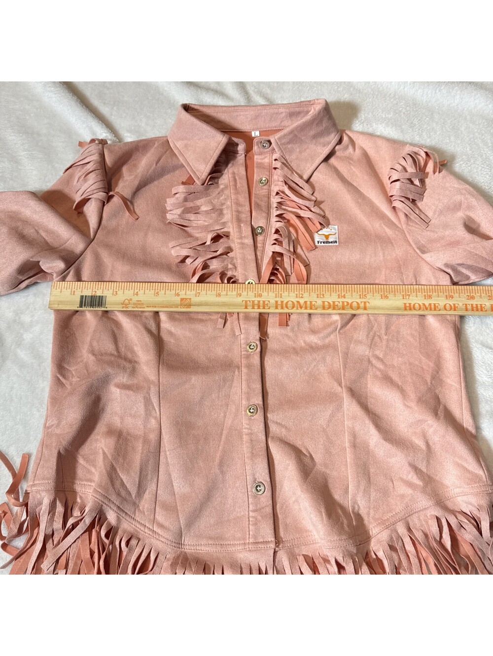 Freiheit Fringe Out Jacket Shirt sz L Pink Faux Suede (2133) - Picture 3 of 9